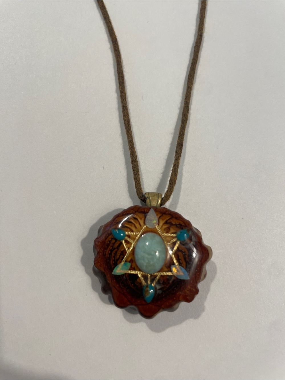 Third Eye Pinecone Necklace with Turquoise Accents
